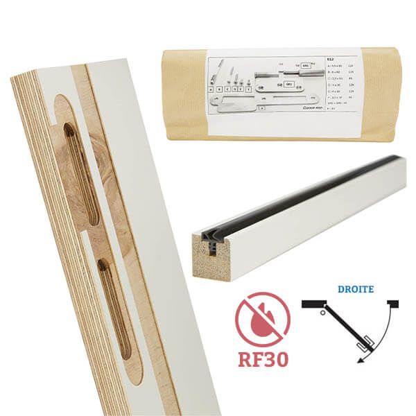 Door-Tech Kit Finition RF30 2115x127mm Droite Ébrasement/Listel/Set Fixation